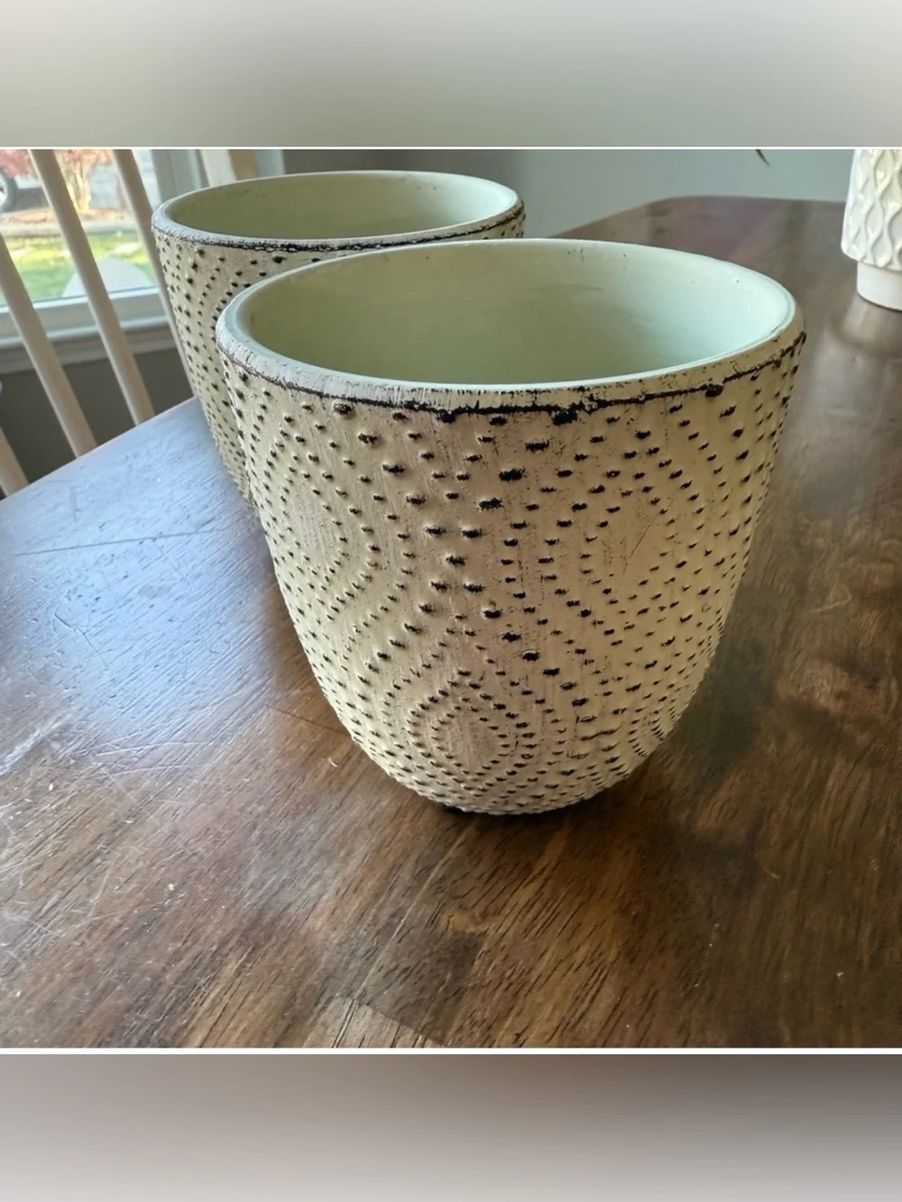 Mini Plant Pots Set of 2 Succulent Planters Off White and Charcoal Gray